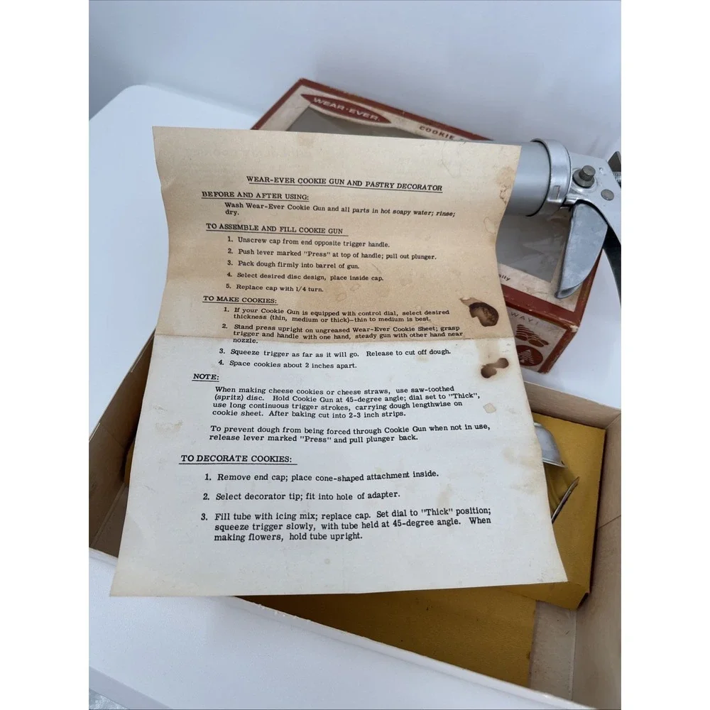 Vintage Wear-Ever Aluminum Cookie Gun and Pastry Decorator Kit - Complete